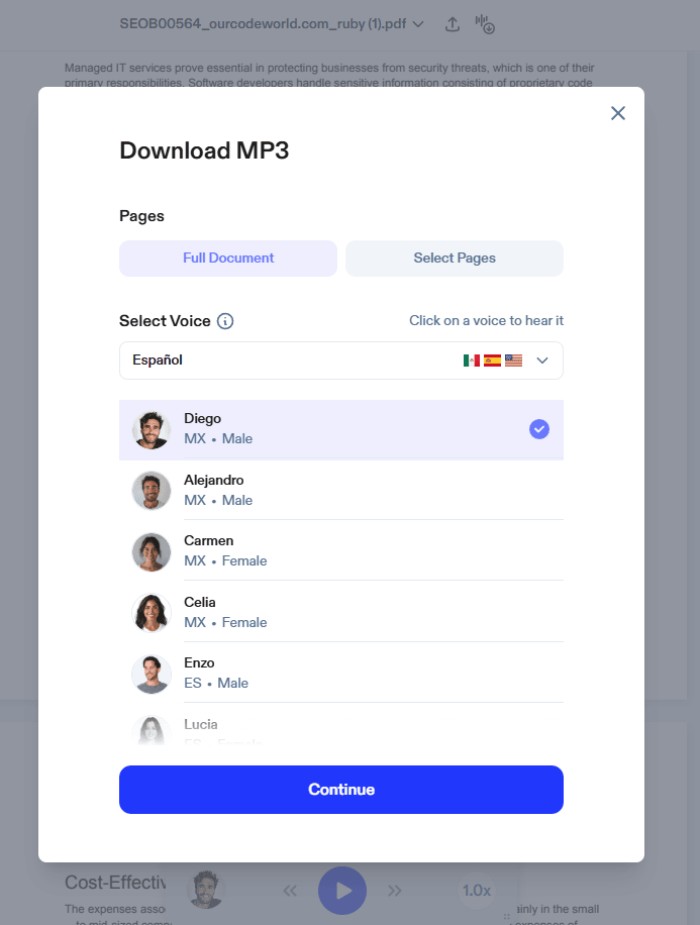 Convert your documents to MP3